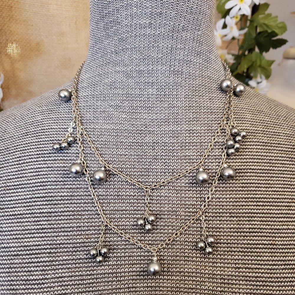 Cookie Lee Silver Chain & Silver Pearl Necklace